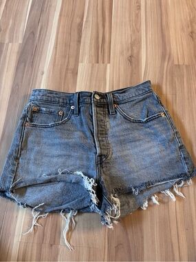 Levi's Women's Washed Black Denim Cutoff Shorts